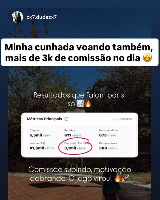Aluno com mais de R$3 mil de comissão no dia