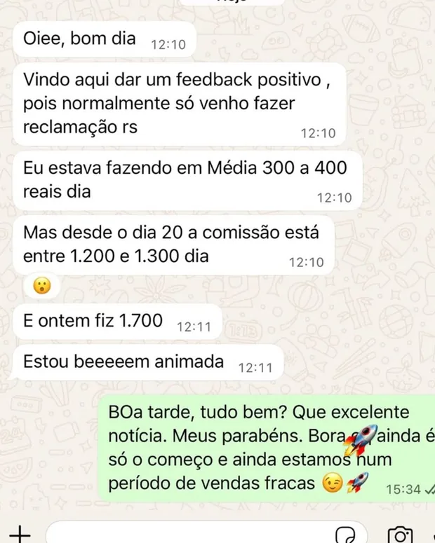 Feedback de aluno: R$1.700 de comissão em um dia