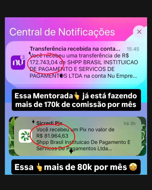 Mentorada fazendo mais de R$170 mil de comissão por mês, com Pix de R$81 mil