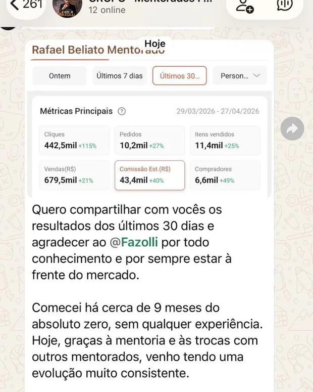 Rafael, mentorado do absoluto zero: R$43 mil de comissão